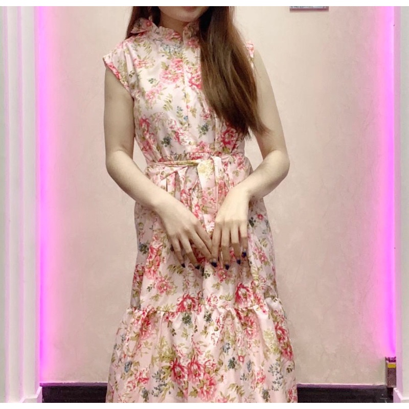 BEFAST - ZRD OOTD WANITA DRESS SHENA / HOURI DRESS / Fashion Wanita Pesta/Kondangan / LongDress Tanpa Lengan Terbaru / OOTD Ala Style Wanita Korean / Pakaian Formal Wanita Remaja ABG / Dress Motif Flower