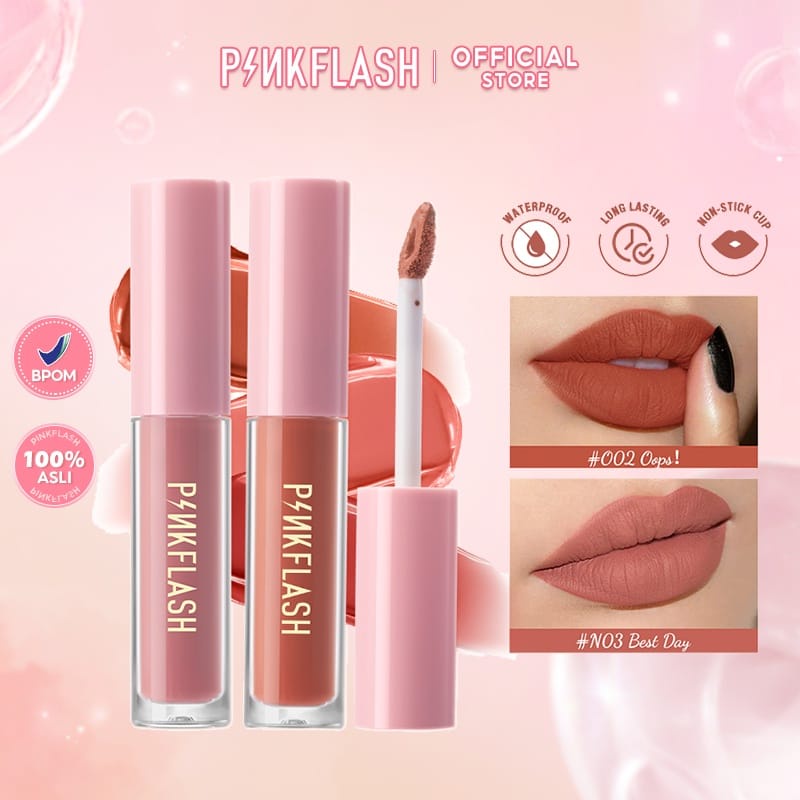 [BPOM&amp;ORI] PINKFLASH PF-L01 LASTING MATTE LIPCREAM LIPSTIK TAHAN LAMA VITAMIN E DAN PIGMENTASI TINGGI