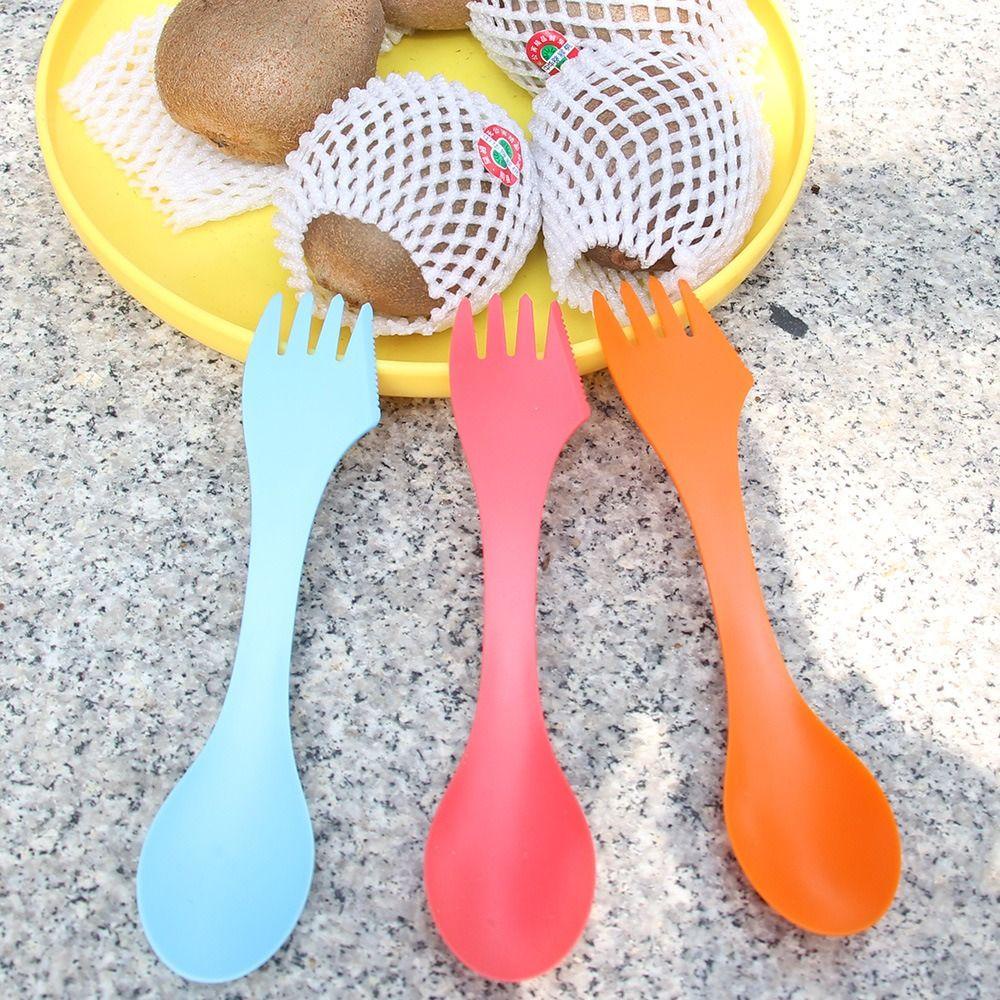 Sendok Plastik Agustina Multi Tool Piknik Tools Camp Fruit Fork Sendok Garpu Sup Utensil Western Food Spoon Outdoor Tableware Perlindungan Lingkungan Pembuka Botol Garpu