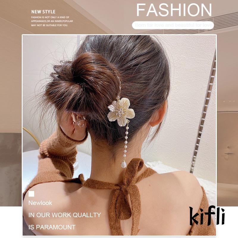 [KD] Kepala Bola Hair Claw Clip Jumbai Bunga Camelia Jepit Rambut Perempuan Rasa Canggih