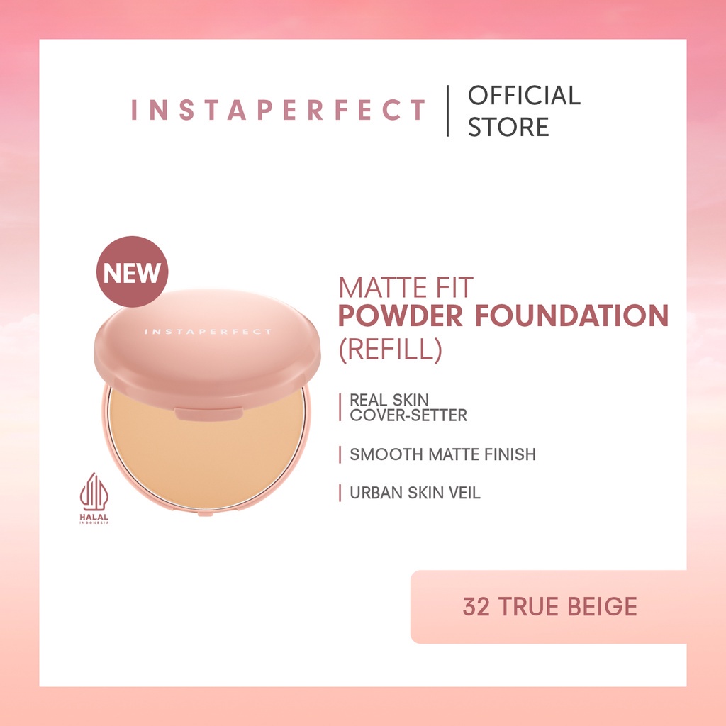 Rumah Cantik 354 Wardah Instaperfect Refill Matte Fit Powder Foundation 13 g - Refill Bedak (Real Skin Cover Setter, Smooth Matte Finish, SPF 20 PA+++)