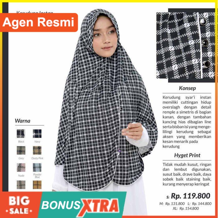 DISKON Kerudung Instan Rabbani LAVITA Hijab Hyget Print Original - S