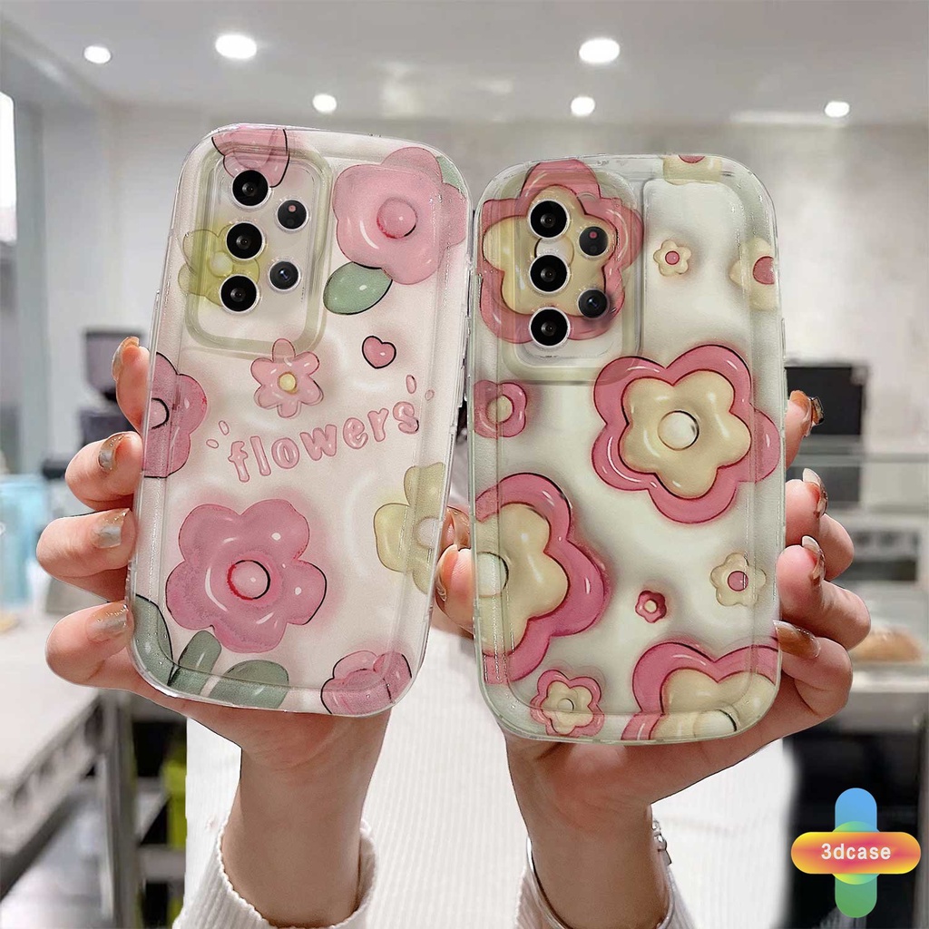 Case HP Samsung A22 A03S A50 A32 A14 A13 A23 A52 A12 A03 A04 A04S A02S A20 A50S A30S A52S A30 M12 M22 M32 A125 A14 LTE A13 Lie A037F F12 M04 M10S M02S A025 A205 A305 F02S Y22S Y20I Y12S Y17 Y15 Y15S Y35 A54 A55 Ins Lovely Flowers Soft Airbag Cover