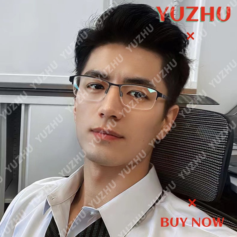 (YUZHU) Mode Baru Setengah Bingkai Kacamata Baca Butik HD Resin Bisnis Mode Membaca Eyeglasses