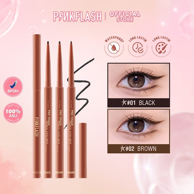 [BPOM&amp;ORI] PINKFLASH PF-E13 #InfallibleLine Hyperfine Halus Gel Eyeliner Pensil Pigmen Tinggi Tahan Air Tahan Lama Eyeliner Pencil