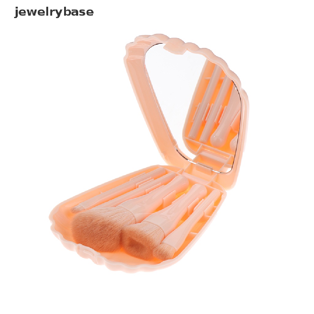 [jewelrybase] 5pcs/set Makeup Brushes Kosmetik Bedak Eye Shadow Brush Dengan Kotak Dan Cermin Butik