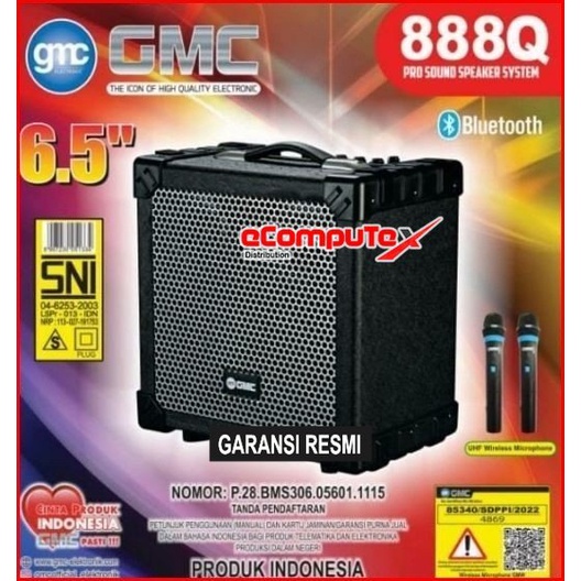 SPEAKER WIRELESS BLUETOOH GMC 888Q / 888 Q FREE 2 MIC  PORTABLE PROFESIONAL KARAOKE - GARANSI RESMI