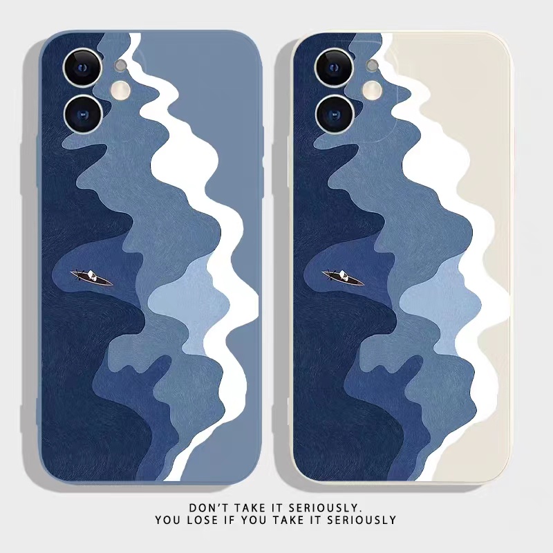 IPHONE Ins Pola Laut Cocok Untuk Iphone14 14pro 14plus 13 13pro 13prm iPhone12 7Plus 8Plus Xr XS 13 Pro Max Empat Sudut Casing Ponsel Tahan Guncangan
