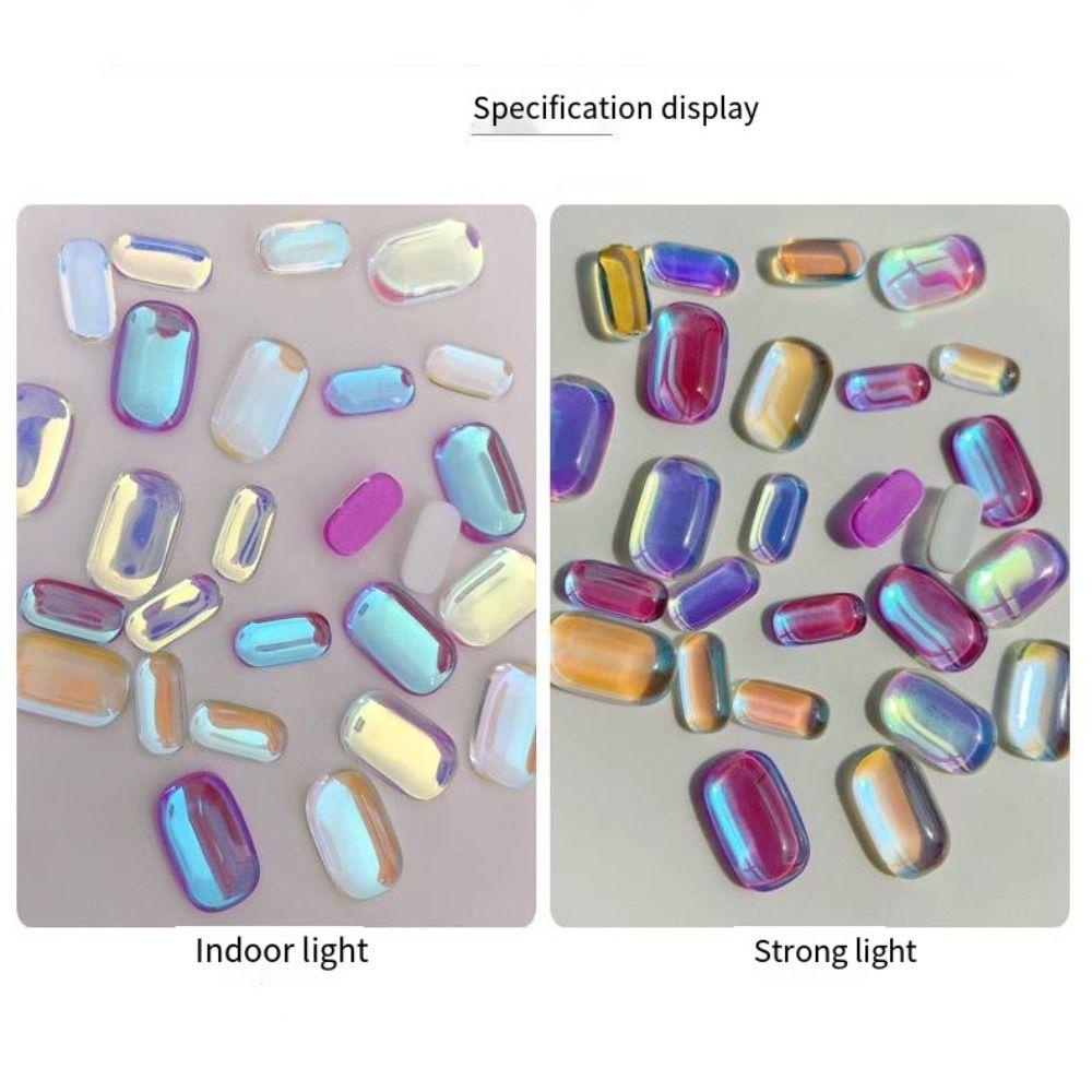 Augustina Clear Aurora Nail Charms 3D Square Cellophane Tebal Es Blok Strip Kuku Ornamen