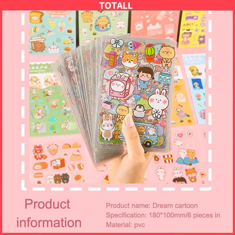 COD 6pc Stiker Cute Cartun Lucu Food Pet Diy Diary Jurnal Palnner Deco Hias-Totall