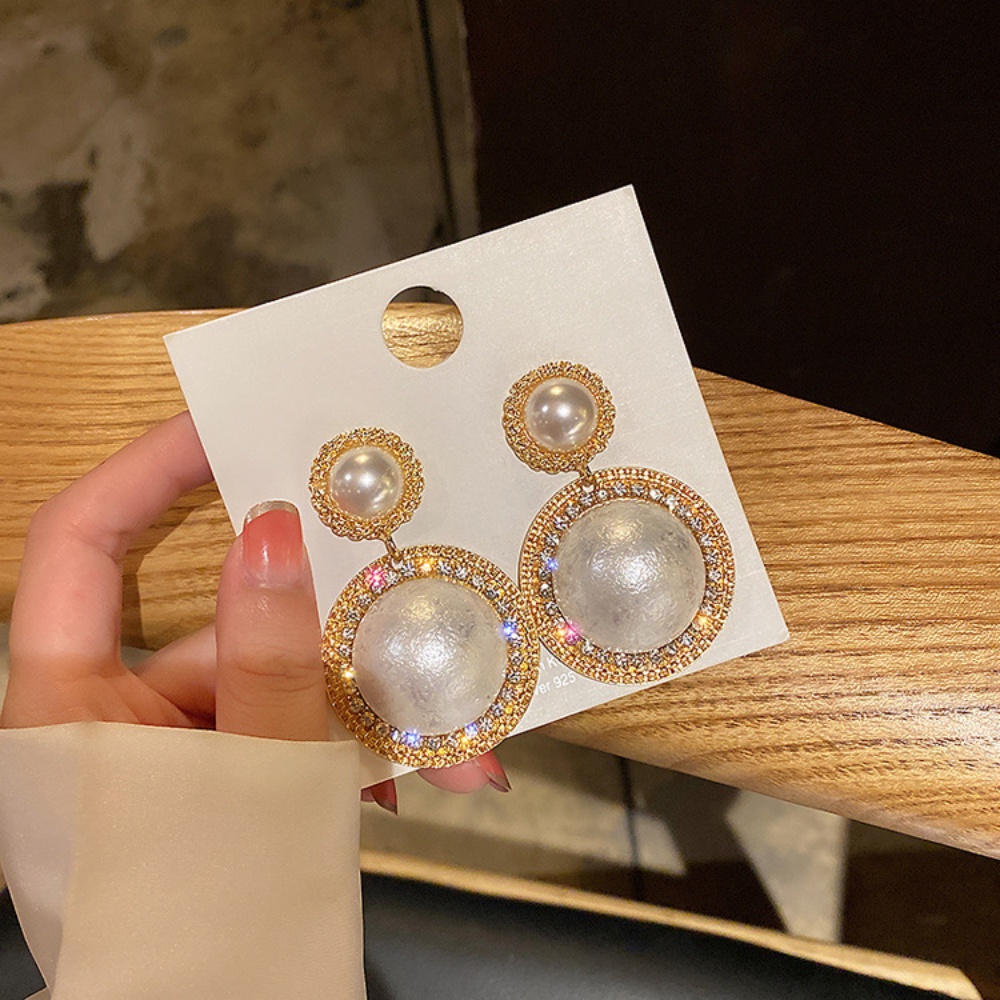 Anting Dangel Kristal Zirconia Elegan Untuk Wanita Simulasi Mutiara Drop Earrings Fashion Pengantin Pernikahan Earrings Pearl