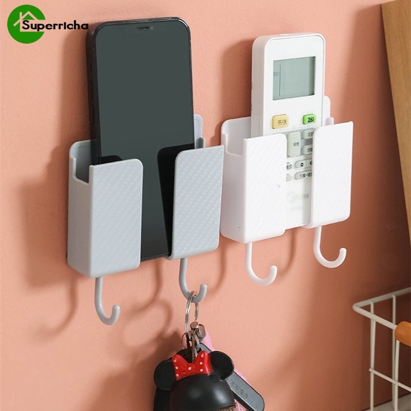 Hot Sale/1PC Kotak Organizer Yang Dipasang Di Dinding/Tempat Penyimpanan Remote Control/Tempat Cas Colokan Ponsel/Free Punch Hooks/Rak Samping Tempat Tidur Rumah Multifungsi Berdiri