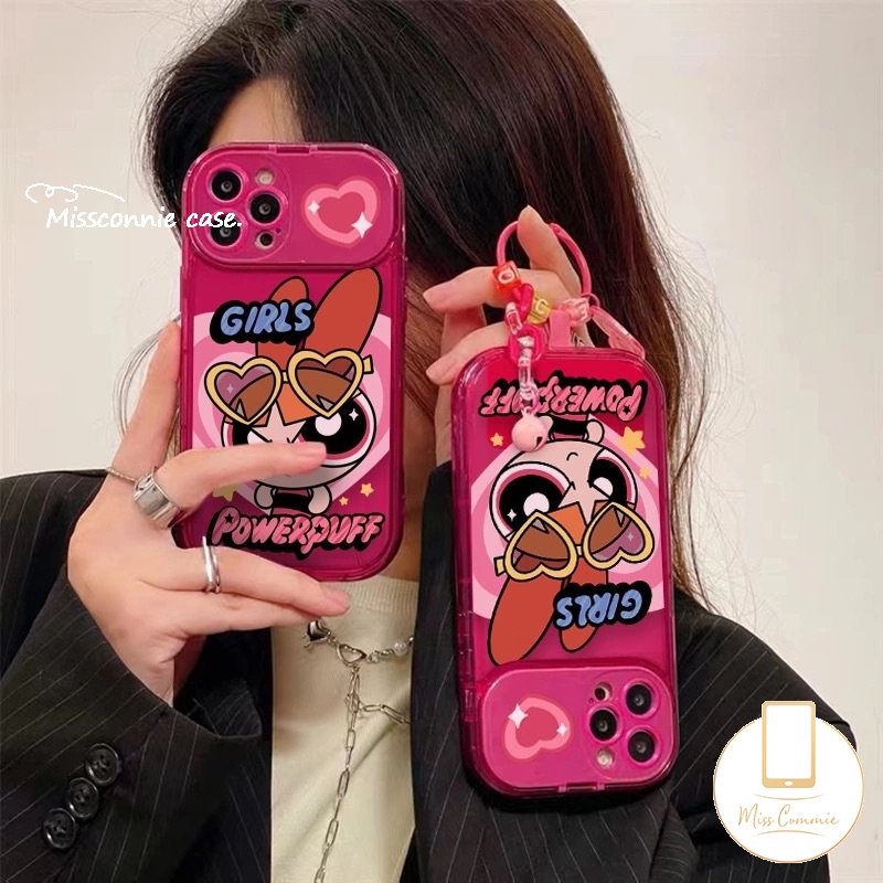 IPHONE Kartun The Powerpuff Girls Case Kompatibel Untuk Iphone11Xr 7 8 14 Plus 11 14 13 12 Pro MAX X XS MAX SE 2020 Ins Kreatif Flip Make Up Cermin Shockproof Lembut TPU Cover