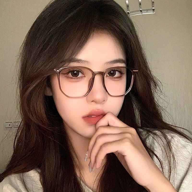 Korea Oversized Anti-Blue Full-frame Glasses/Vintage Metal Square Eyeglasses/Wanita Indah Kacamata Anti Silau Ringan