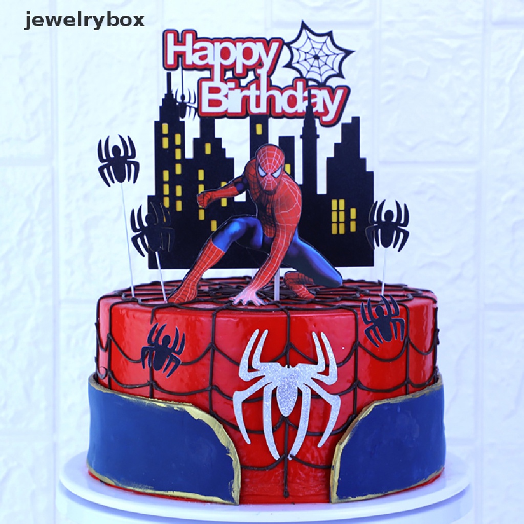 [jewelrybox] 1set Hiasan Kue Tema Spider man Untuk Pesta Ulang Tahun Kartun Kue Deco Hadiah Butik