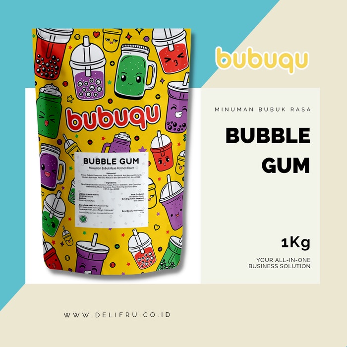 

Ready Stock- Bubuqu Powder Drink Bubble Gum - Bubuk Minuman Permen Karet 1 Kg