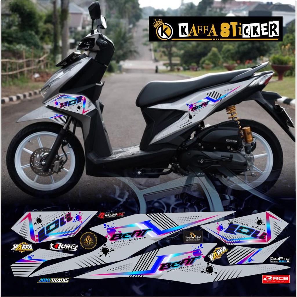 POLET SB/STIKER STICKER STRIPING VARIASI BEAT DELUXE BEAT NEW POLET SILVER RACING STIKER