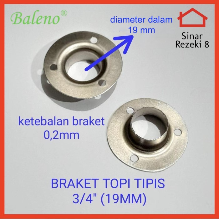 Bracket Topi 3/4" inch Tipis / Braket Sambungan Pipa Stainless Bulat