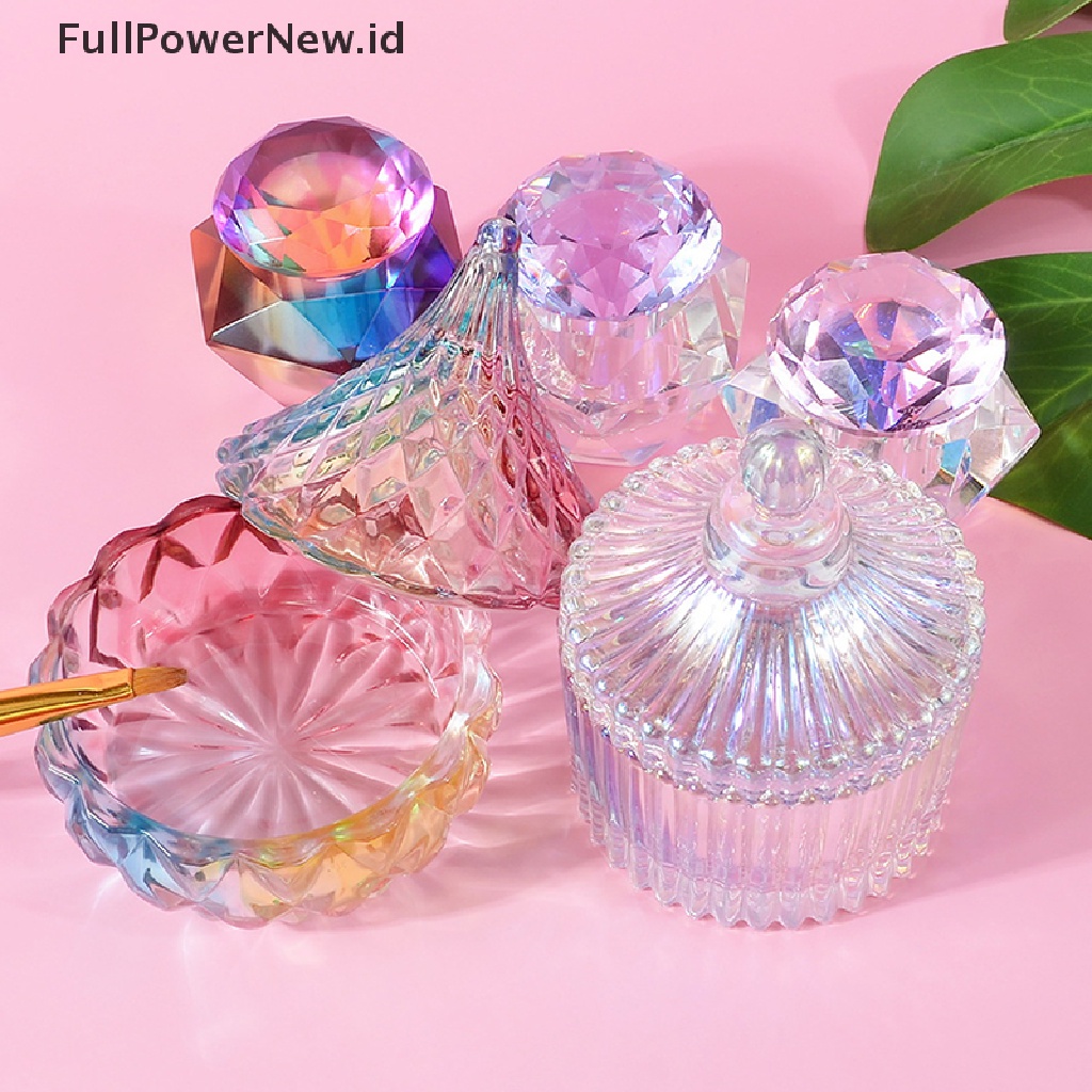 Power Square Cup Acrylic Liquid Dish Rain Crystal Gelas Kaca Mahkota Bening Dengan Tutup ID