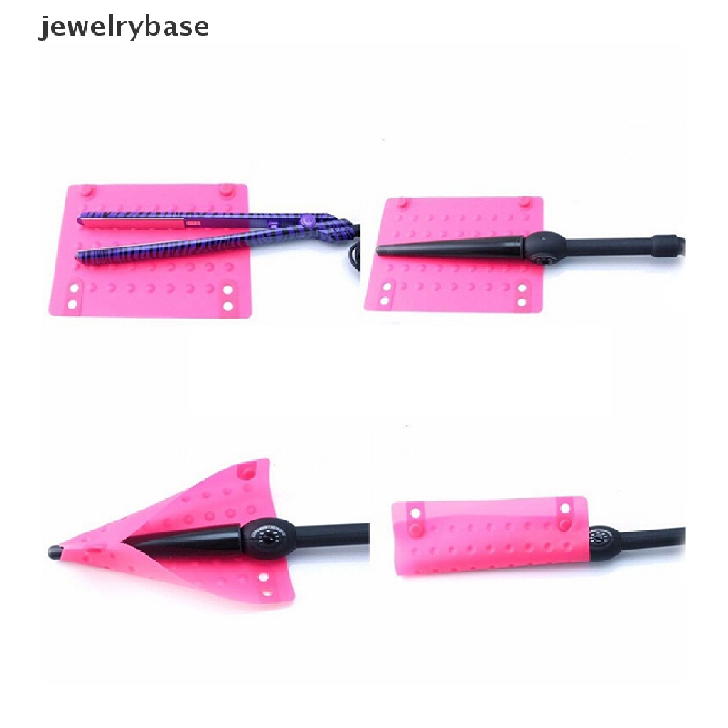 [jewelrybase] Flat Iron Travel Case Silikon Tahan Panas Mat Pelurus Rambut Curling Iron, Butik