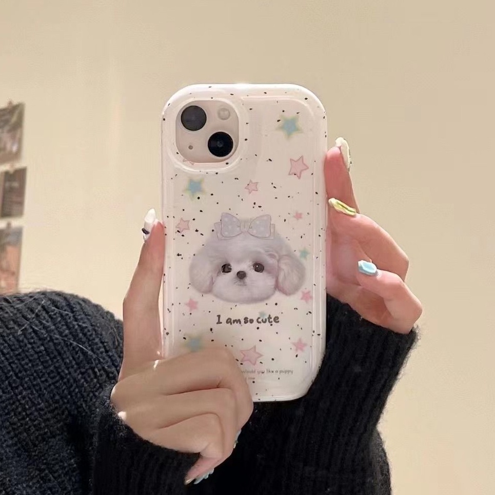 IPHONE Casing Ponsel Lembut Anjing Lucu Kompatibel Untuk Casing Iphone14 13 11 12 Pro XS Max X XR 7 +8 Plus TPU Silikon Shockproof Cover