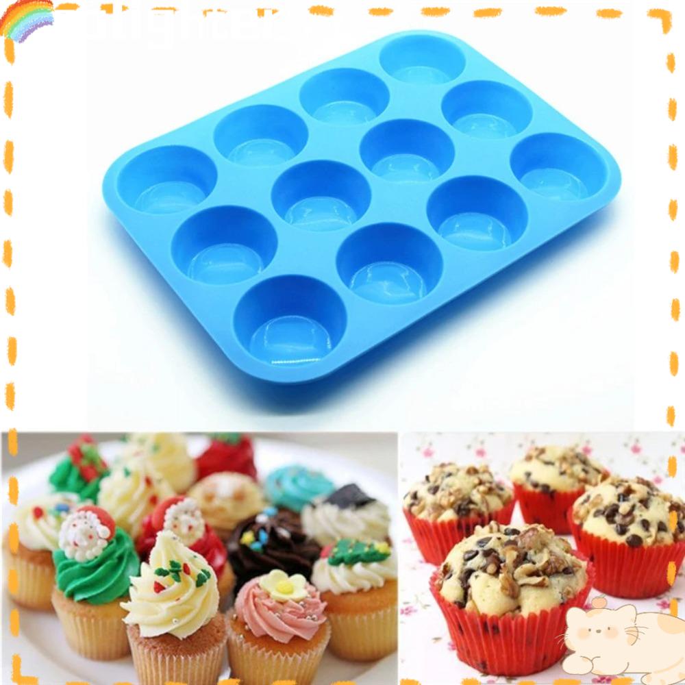 Solighter Cupcake Tray Bulat DIY Tebal 12 Lubang Muffin Cup