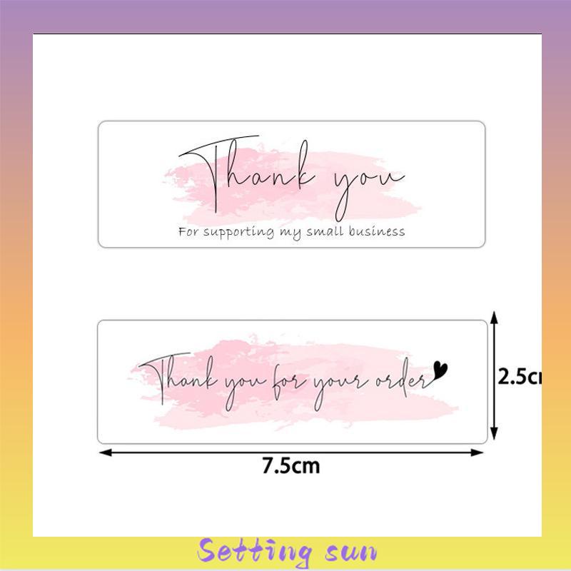 Stiker Thank You 1 roll Kertas Kraft Berbentuk Persegi Panjang TN