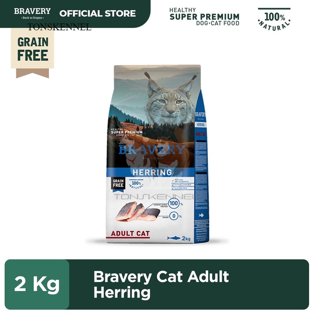 BRAVERY Cat Adult Herring 2 Kg Cat Food rasa Ikan Herring 2kg Makanan Kucing Catfood Dewasa