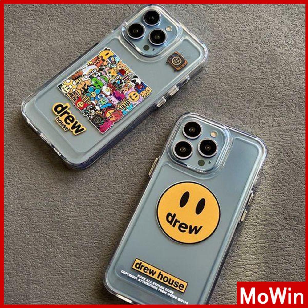 For iPhone 14 Pro Max iPhone Case Acrylic Hard Case HD Clear Case Plating Button Shockproof Smiley Graffiti Cartoon Compatible For iPhone 13 Pro max 12 Pro Max 11 xr 7plus 6splus
