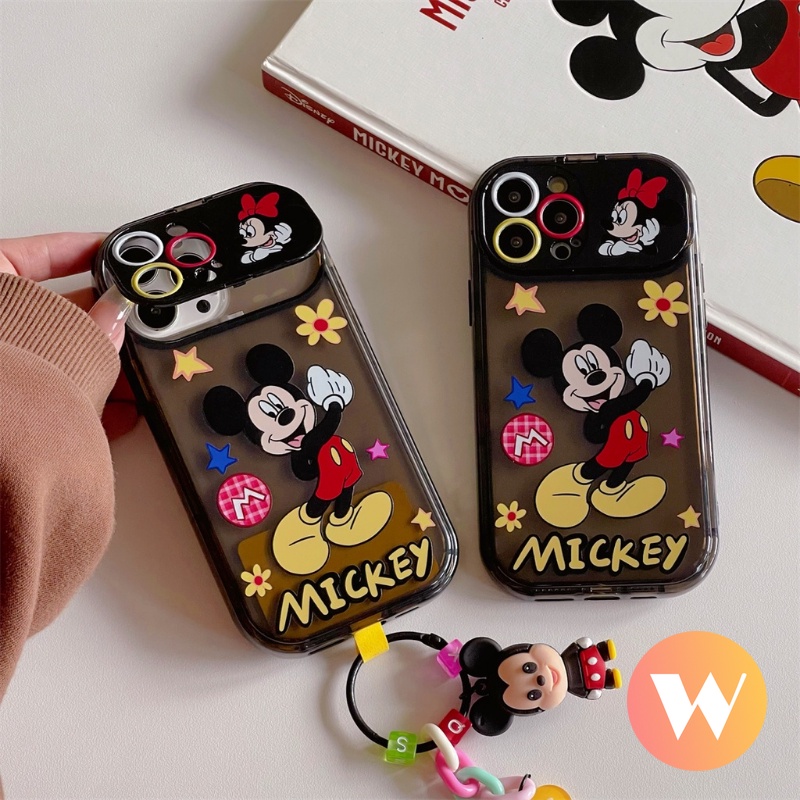 IPHONE Flip Make Up Cermin Kartun Disney Case Kompatibel Untuk Iphone11 13 14 12 Pro Max X XR 7 8 Plus XS Max SE 2020 Lucu Mickey Minnie Mouse Shockproof Lembut TPU Phone Cover