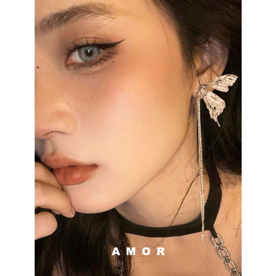 Anting Rumbai Kupu-Kupu Panjang Perempuan Hiperbole Ear Studs spirit Earrings