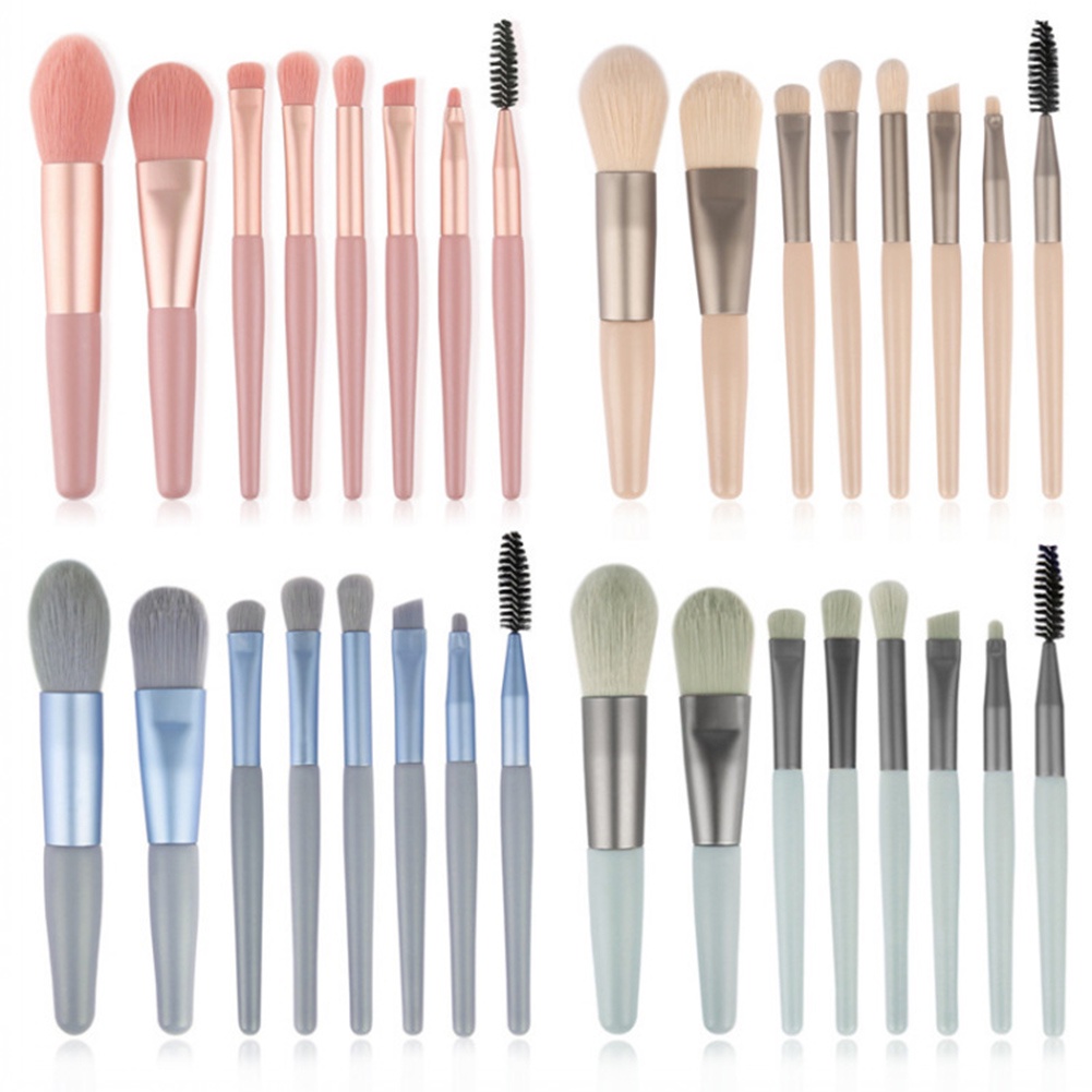 8pcs Set Kuas Kosmetik Mini Premium Brush Makeup- Foundation Bedak Concealer Portable Eyeshadow Blush Cosmetic Brushes