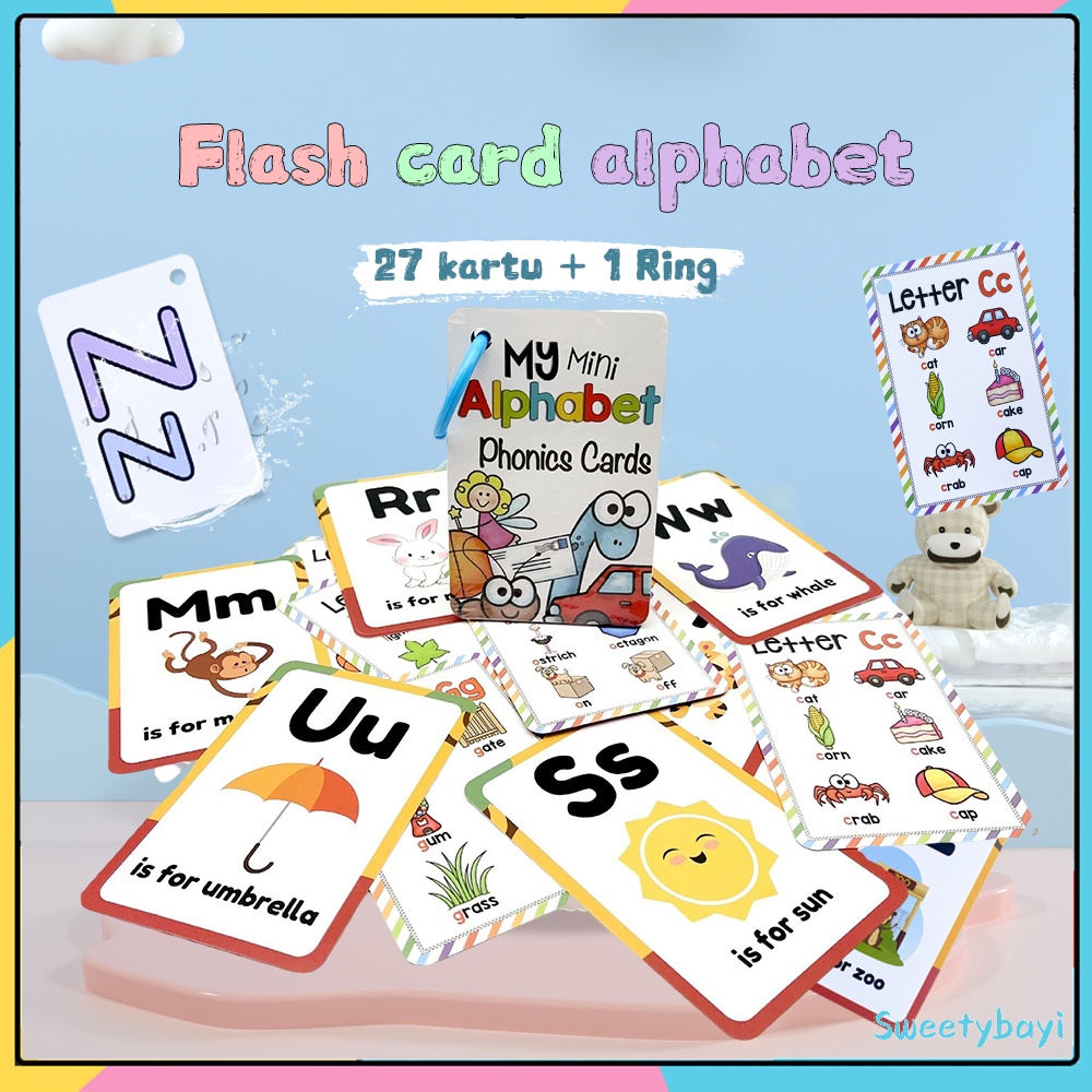 SweetyBayi Flashcard anak anti air Mainan edukasi belajar huruf flash card alphabet 27pcs