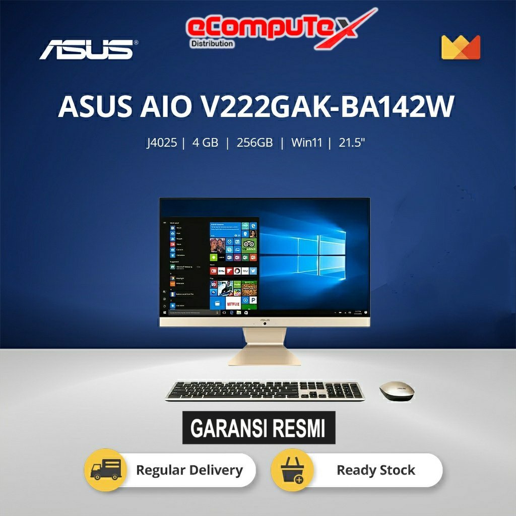 PC DESKTOP AIO ASUS ALL IN ONE V222GAK-BA142W / INTEL J4025 RAM 4GB 256GB WIN11+OHS 21&quot;5 INCH - GARANSI RESMI