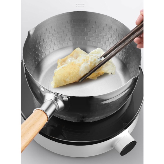 Panci Susu Mie Rebus Gagang Kayu Milk Pot Japanese Style Aluminum Tebal - 20 Cm