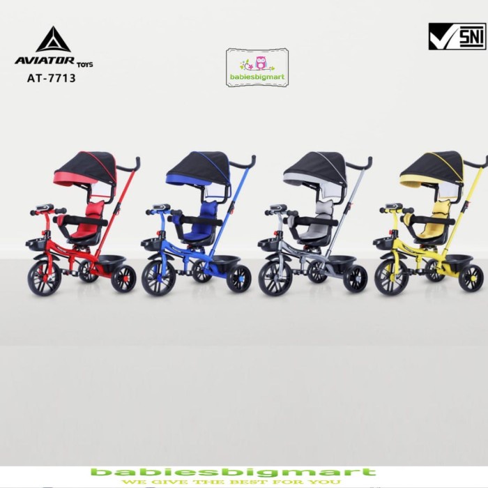 Sepeda Anak Roda 3 Tiga Tricycle Aviator AT 7713 Musik Kursi putar