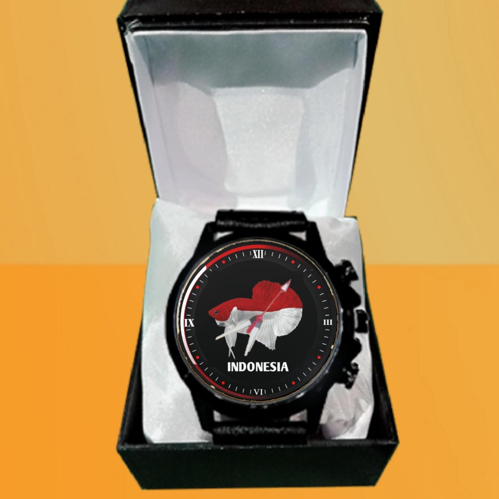Jam Tangan IKAN CUPANG INDONESIA Custom Keren Terbaru Terlaris Kulit Termurah Unik Viral Bulat Cowok