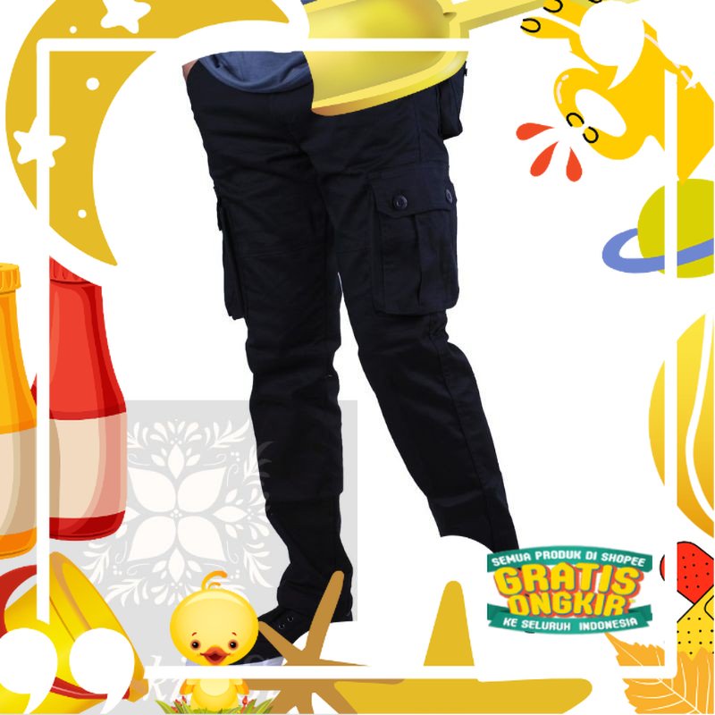 Celana Kargo Pria Panjang Ready 3 Warna/ hitam oren ungu tosca khaki