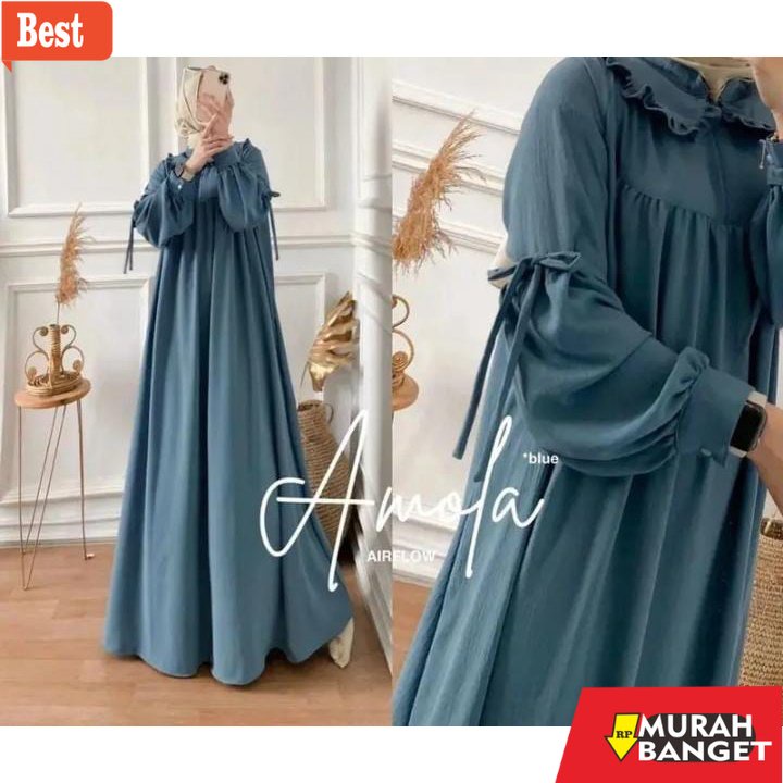 Tren baju lebaran wanita 2023- GAMIS AMOFA CRINCLE AIRFLOW LD 120 CM