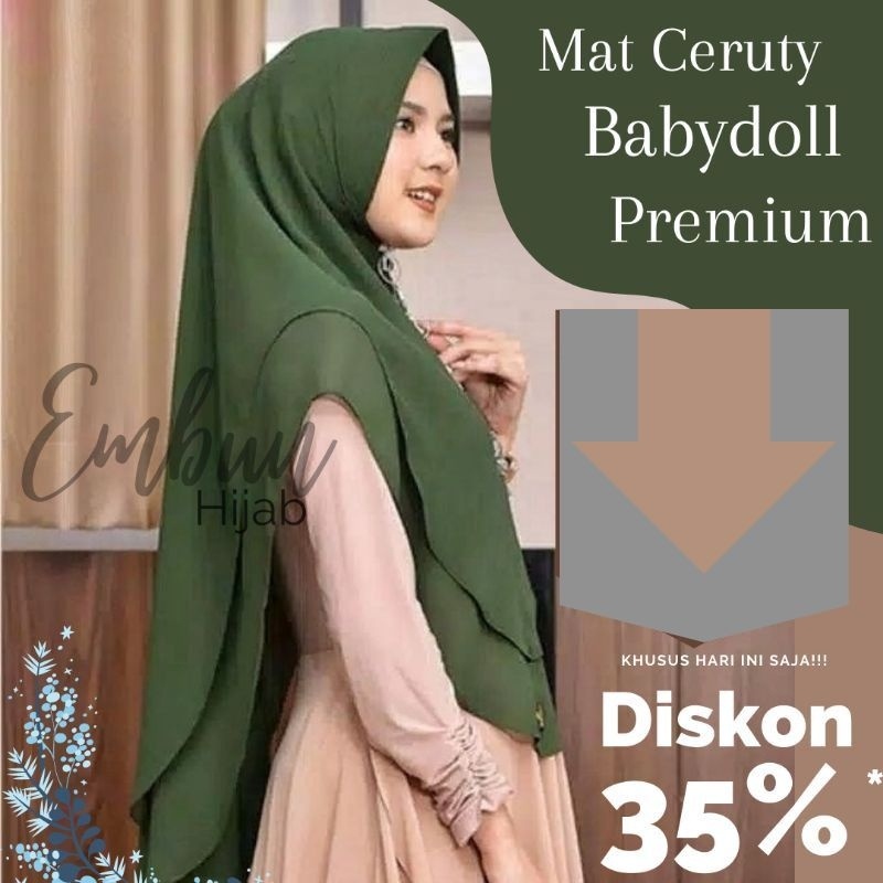 Oval Hijab Jilbab Kerudung Khimar Sar'i Jumbo Instan 2 Layer Cantik Kekinian Bahan Ceruti Babydoll P