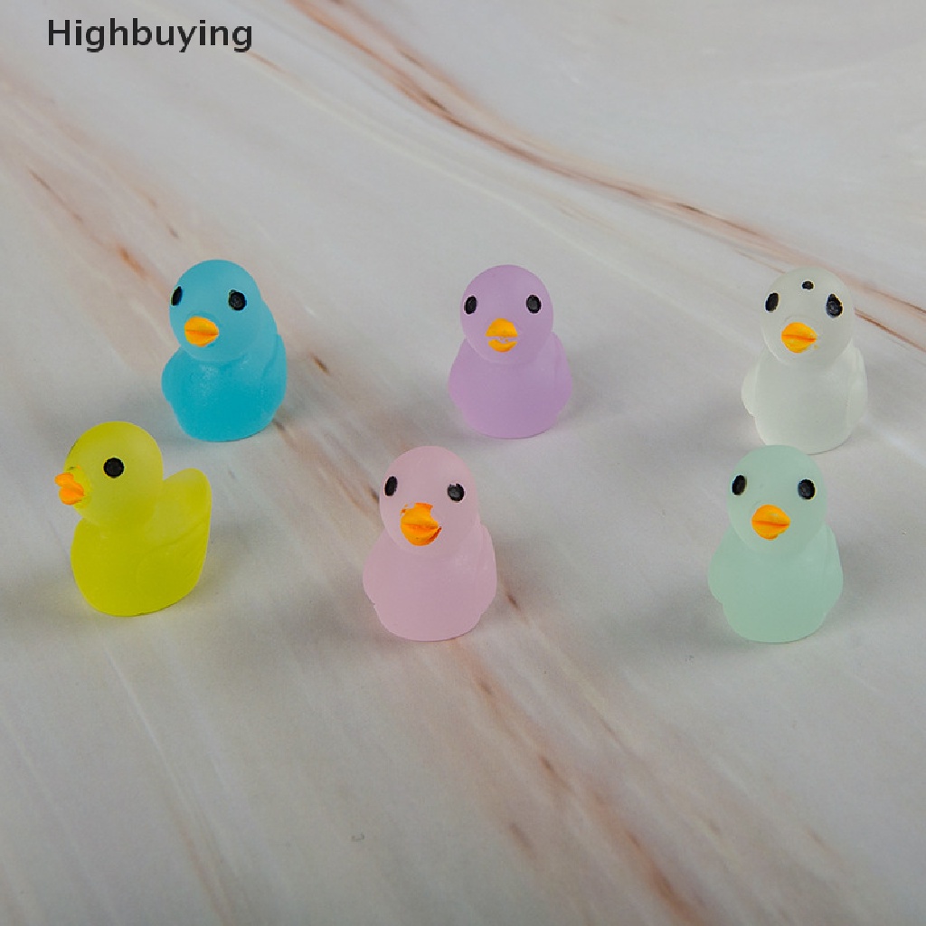 Hbid 10pcs Resin Bercahaya Patung Bebek Mini Glow in the dark Hewan Miniatur Peri Taman Aksesoris Rumah Dekorasi Meja Glory