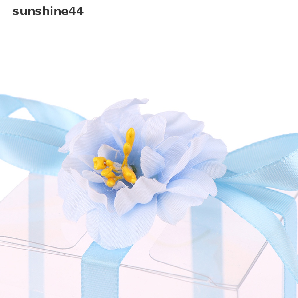 Sunshine 5Pcs Thank You Tas Kado Transparan Pita Bunga Artificial Souvenir Pernikahan ID