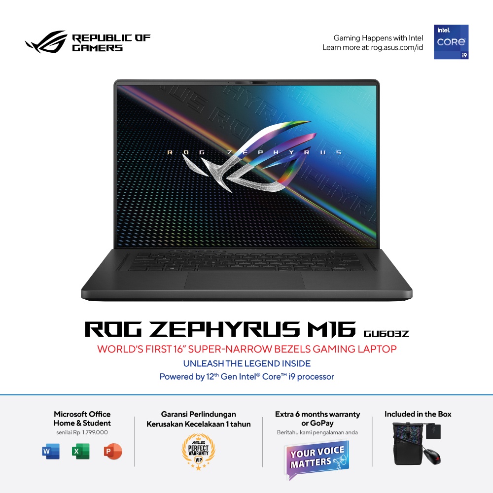 ASUS ROG ZEPHYRUS M16 GU603ZM i9 12900H 16GB 1TB RTX3060 16 WQXGA W11