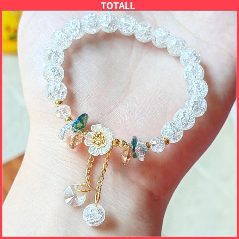 COD Gelang Manik-Manik Kristal Desain Bunga Gaya Korea Untuk Wanita-Totall