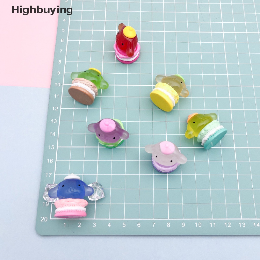 Hbid 5Pcs 3D Luminous Macaron Cinnamon Dog DIY Aksesoris Shell Ponsel Simulasi Resin Ornamen Glory