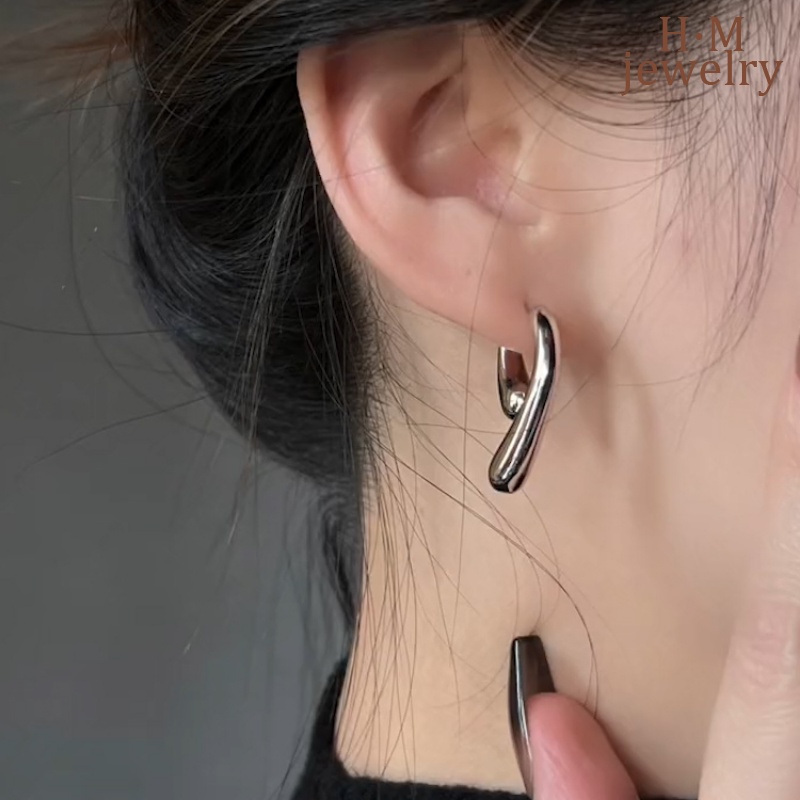 S925 Perak Anting Tetesan Air Dual-Wear Style Anting Gaya Dingin Temperamen Bermutu Tinggi