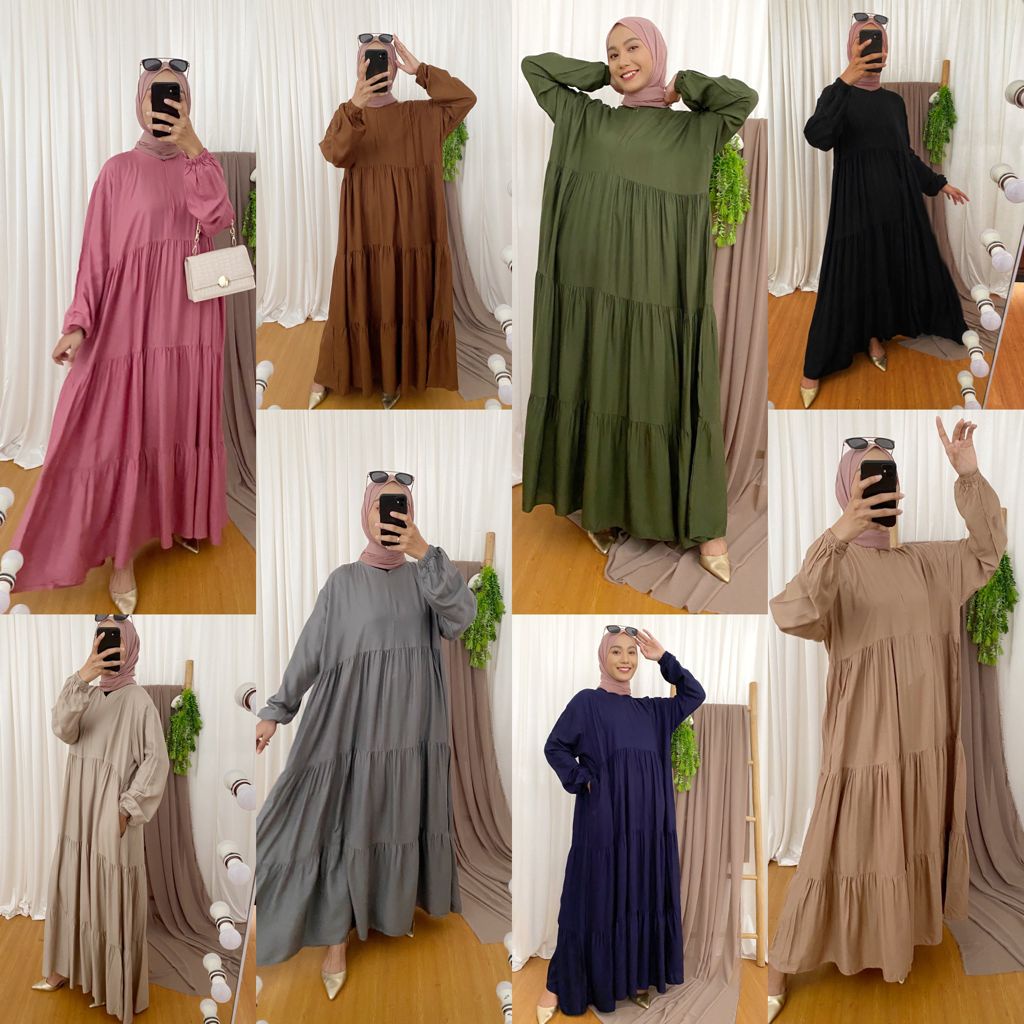 Ready Stock ✅ Dress Muslim Amara Homey Dress Super Jumbo Size Super Xtra Jumbo Gamis Polos Rayon Vis
