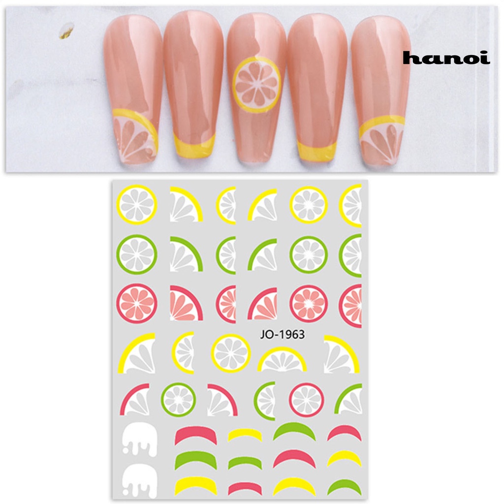 Hi Stiker Kuku Pola Indah Warna Vibrant Perekat Diri Ultra-Tipis Kuat Lengket Dekoratif 6gaya Strawberry Cherry Buah Bertema Nail Art Decal Perlengkapan Kuku