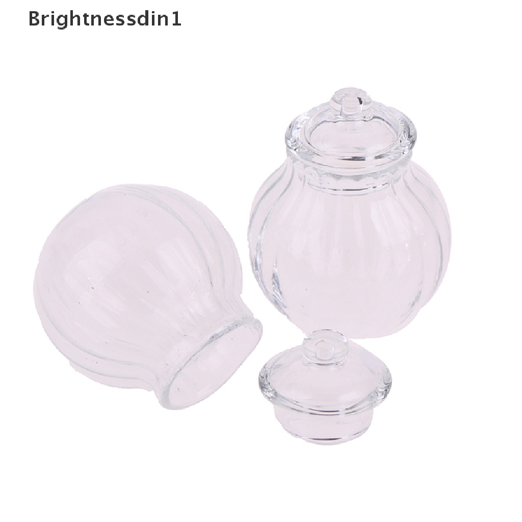 [Brightnessdin1] 1: 12rumah Boneka Miniatur Botol Kaca Bulat Candy Jar Mini Candy Bottle Model Butik