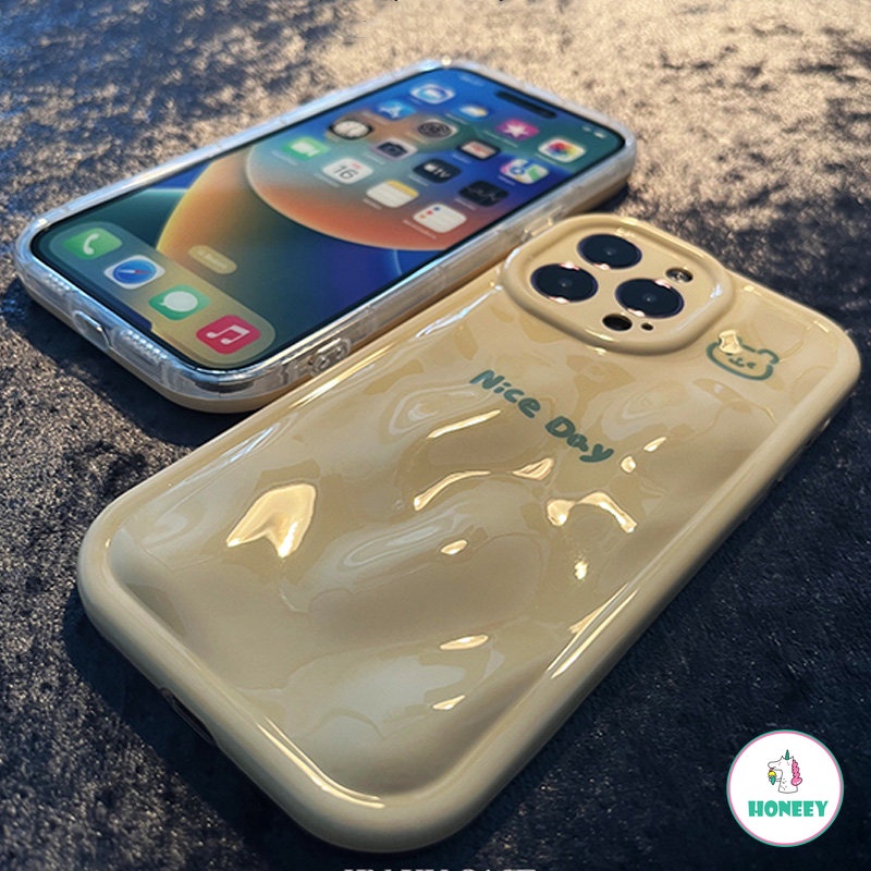 IPHONE Casing Ponsel Motif Kerang Meteorite Mewah Untuk Iphone14 13 11 12 Pro Max 14pro Korea Cream Kuning Shockproof Soft Back Cover